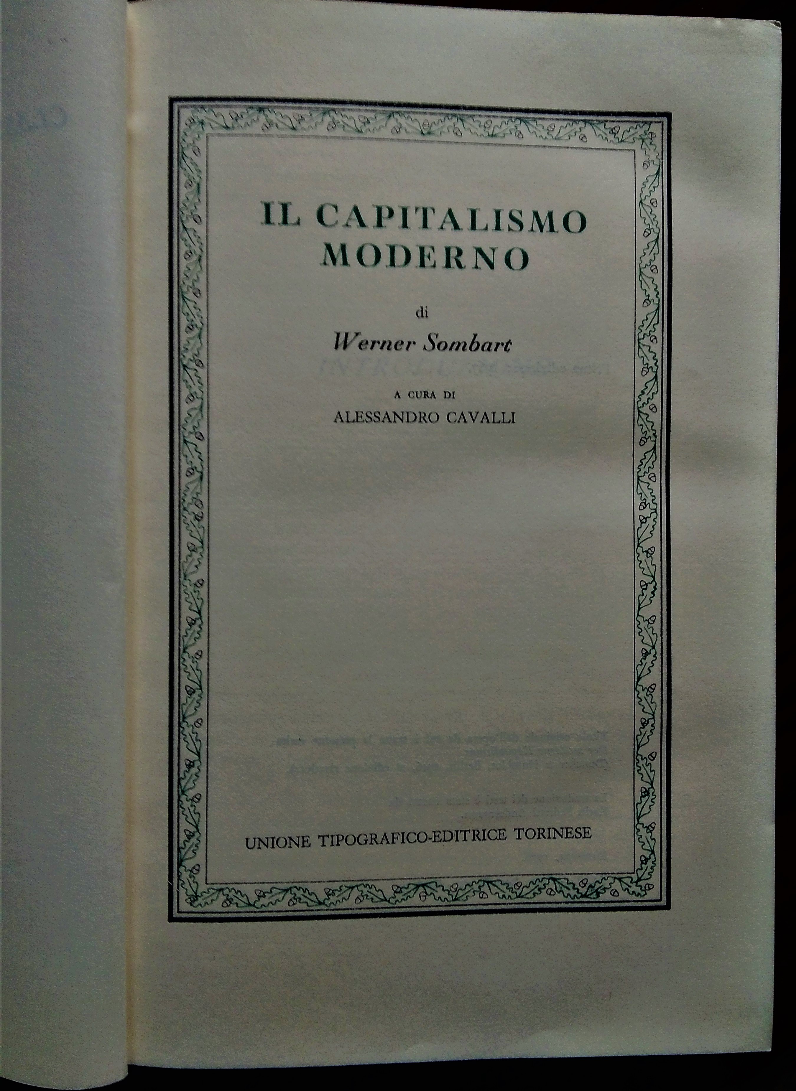 Il capitalismo moderno. A cura di Alessandro Cavalli.