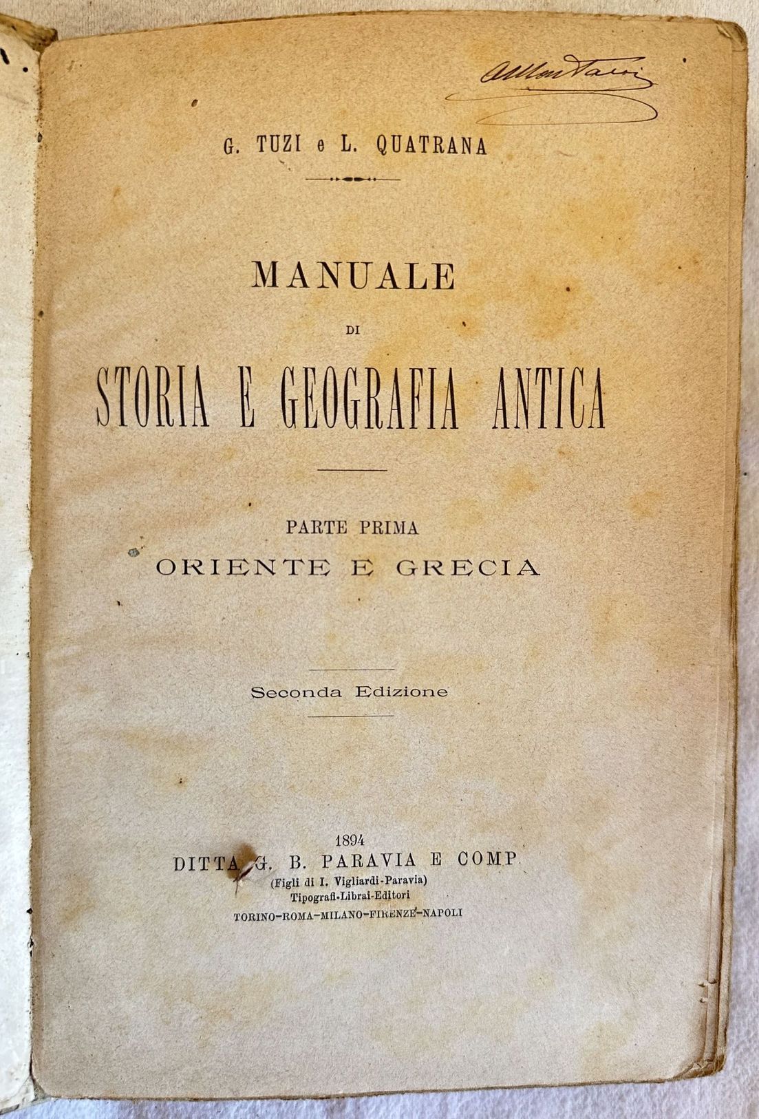 MANUALE DI STORIA E GEOGRAFIA ANTICA PARTE PRIMA ORIENTE E …