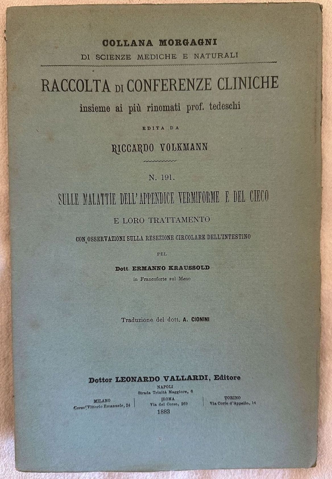 SULLE MALATTIE DELL'APPENDICE VERMIFORME E DEL CIECO E LORO TRATTAMENTO …