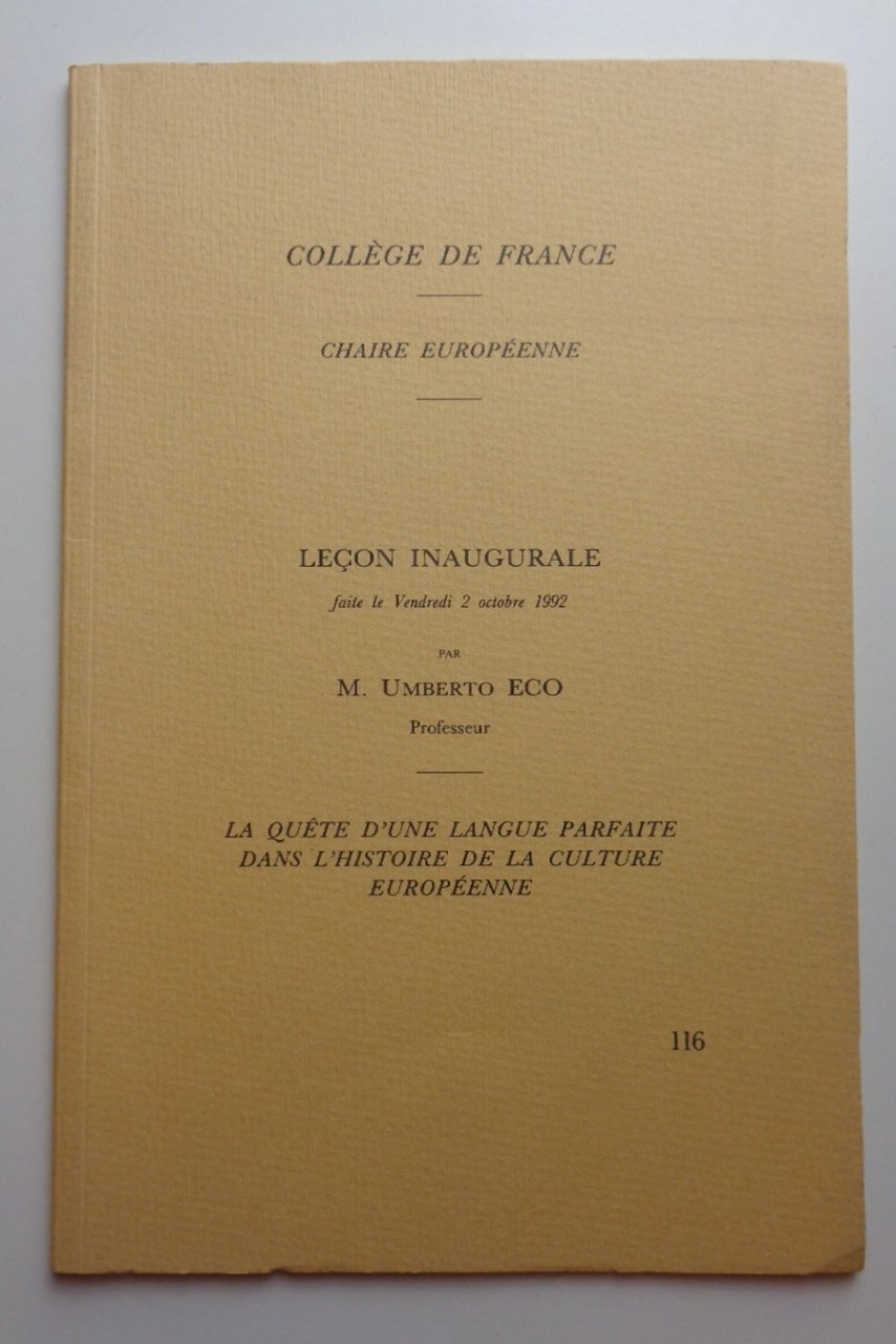 LA QUETE D'UNE LANGUE PARFAITE DANS L'HISTOIRE DE LA CULTURE …