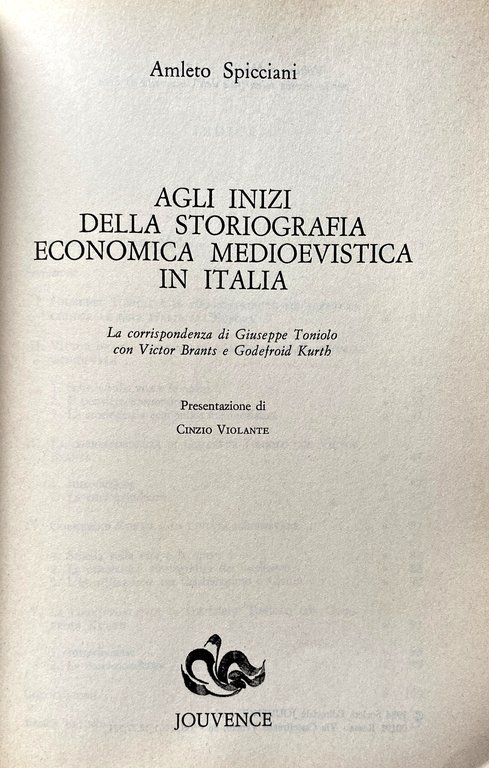 AGLI INIZI DELLA STORIOGRAFIA ECONOMICA MEDIOEVISTICA IN ITALIA. LA CORRISPONDENZA …