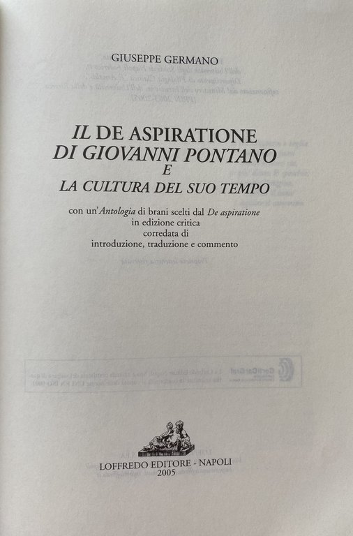 IL DE ASPIRATIONE DI GIOVANNI PONTANO E LA CULTURA DEL …