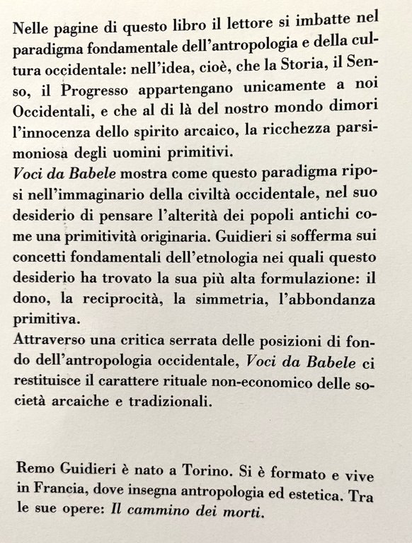 VOCI DA BABELE. SAGGI DI CRITICA DELL'ANTROPOLOGIA