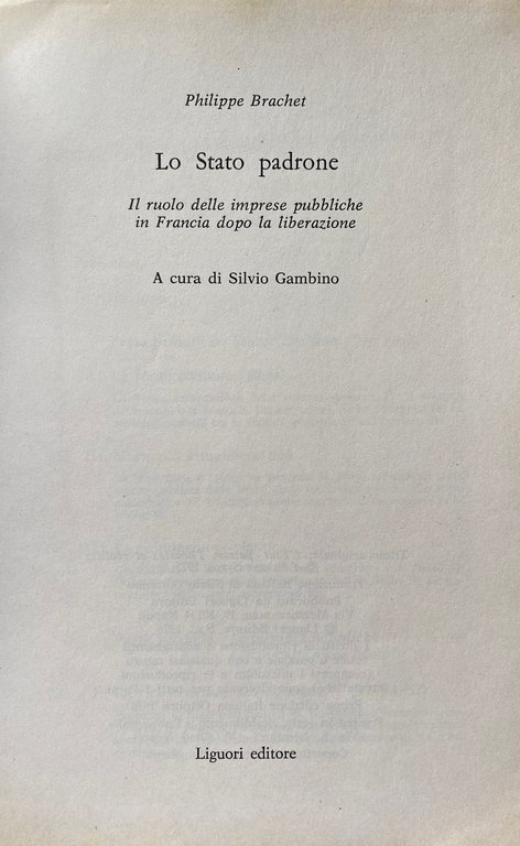 LO STATO PADRONE. IL RUOLO DELLE IMPRESE PUBBLICHE IN FRANCIA …