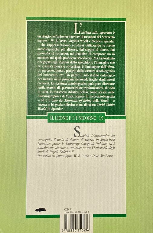 L'ARTISTA ALLO SPECCHIO. PERCORSI AUTOBIOGRAFICI NEL NOVECENTO INGLESE