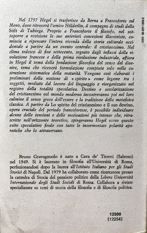 DIALETTICA COME DESTINO. HEGEL E LO SPIRITO DEL CRISTIANESIMO