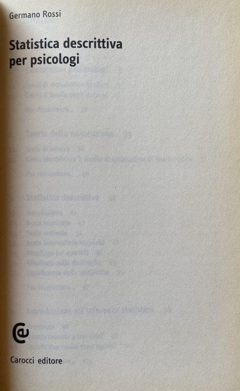 STATISTICA DESCRITTIVA PER PSICOLOGI