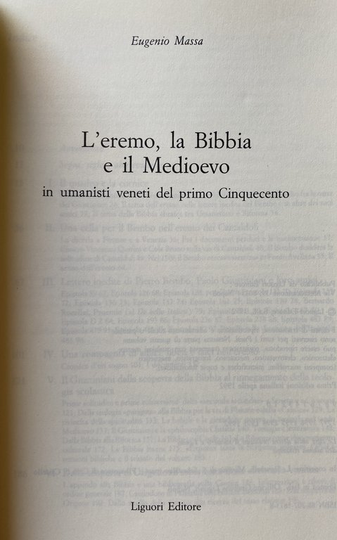 L'EREMO, LA BIBBIA E IL MEDIOEVO IN UMANISTI VENETI DEL …