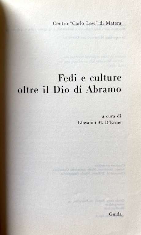 FEDI E CULTURE OLTRE IL DIO DI ABRAMO