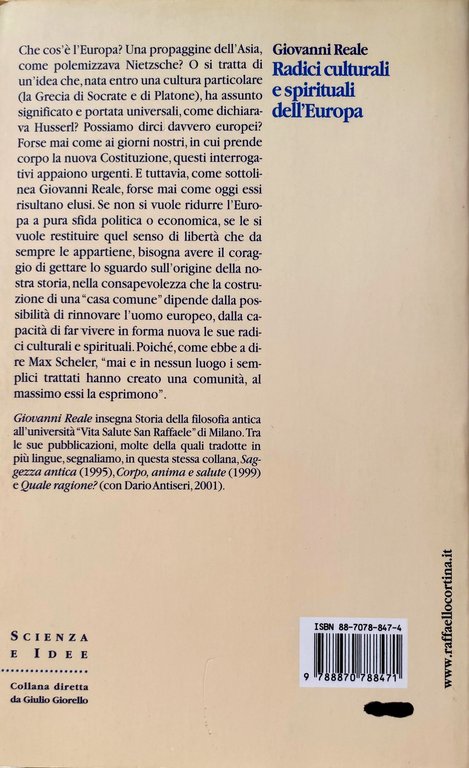 RADICI CULTURALI E SPIRITUALI DELL'EUROPA. PER UNA RINASCITA DELL'UOMO EUROPEO