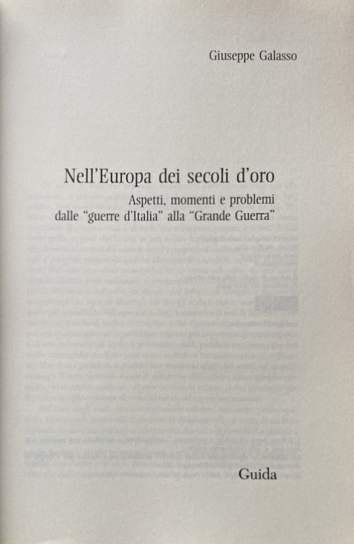 NELL'EUROPA DEI SECOLI D'ORO. ASPETTI, MOMENTI E PROBLEMI DALLE "GUERRE …