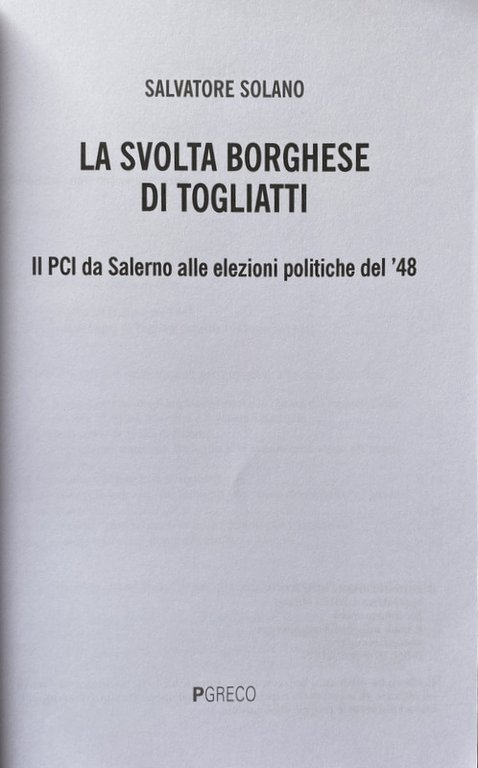 LA SVOLTA BORGHESE DI TOGLIATTI. IL PCI DA SALERNO ALLE …