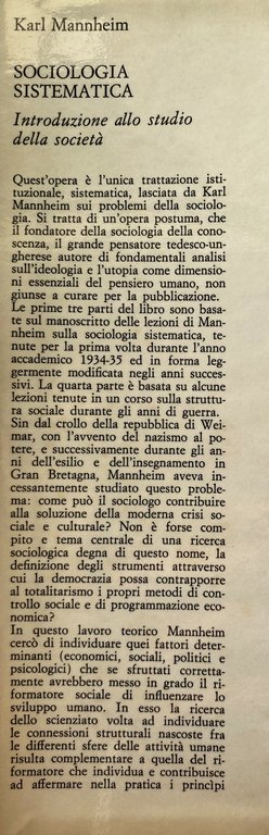 SOCIOLOGIA SISTEMATICA. INTRODUZIONE ALLO STUDIO DELLA SOCIETÀ