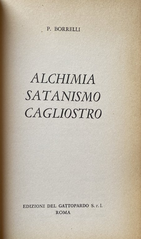 ALCHIMIA, SATANISMO, CAGLIOSTRO