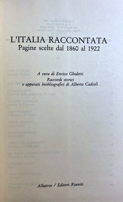 L'ITALIA RACCONTATA: PAGINE SCELTE DAL 1860 AL 1922; PAGINE SCELTE …