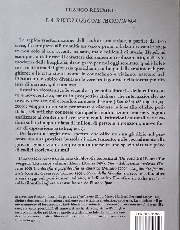 LA RIVOLUZIONE MODERNA. VICENDE DELLA CULTURA TRA OTTO E NOVECENTO