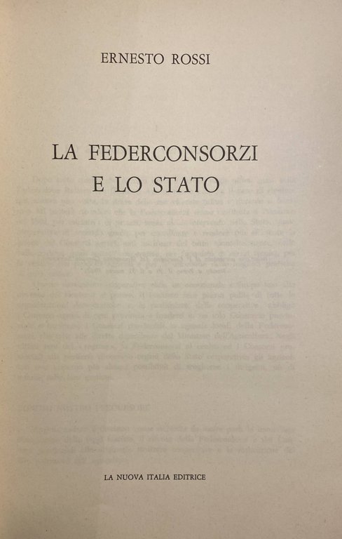 LA FEDERCONSORZI E LO STATO