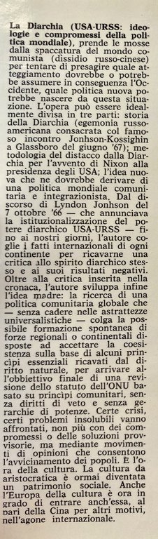 LA DIARCHIA. 1969 USA-URSS: IDEOLOGIE E COMPROMESSI DELLA POLITICA MONDIALE …