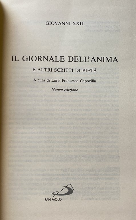 IL GIORNALE DELL'ANIMA E ALTRI SCRITTI DI PIETÀ