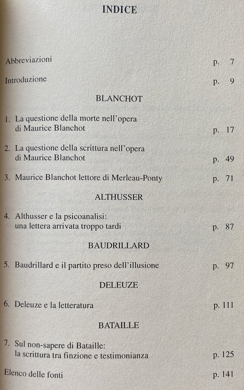 LE SCRITTURE DEL FUORI. TRACCIATI SUL PENSIERO FRANCESE CONTEMPORANEO