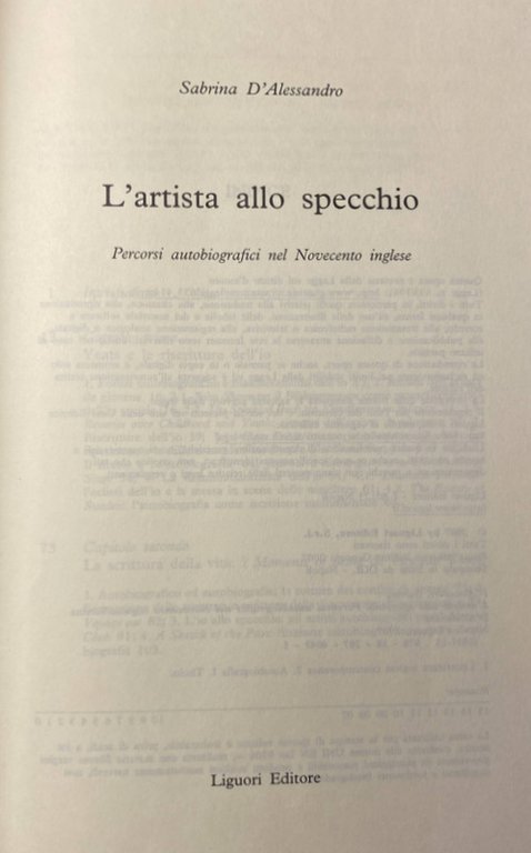 L'ARTISTA ALLO SPECCHIO. PERCORSI AUTOBIOGRAFICI NEL NOVECENTO INGLESE