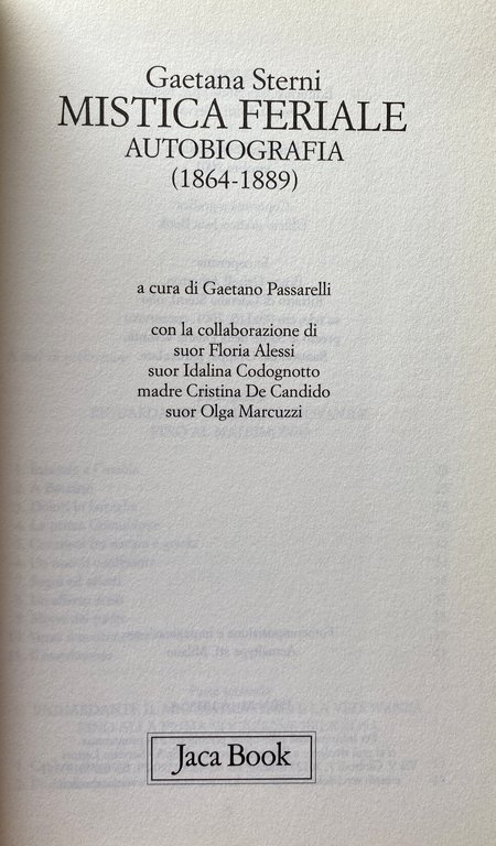 MISTICA FERIALE: AUTOBIOGRAFIA (1864-1889)