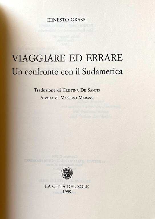 VIAGGIARE ED ERRARE. UN CONFRONTO CON IL SUDAMERICA