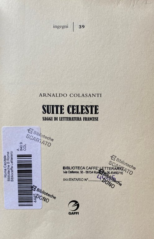 SUITE CELESTE. SAGGI DI LETTERATURA FRANCESE