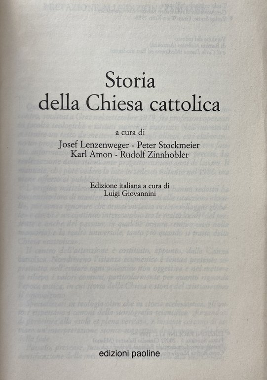 STORIA DELLA CHIESA CATTOLICA