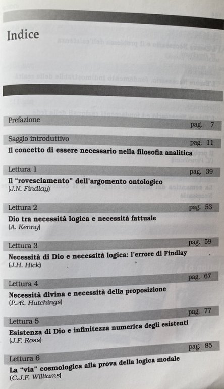 ESSERE NECESSARIO E FILOSOFIA ANALITICA