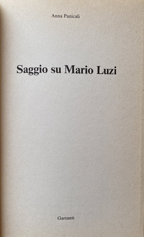 SAGGIO SU MARIO LUZI