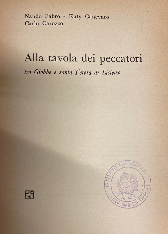 ALLA TAVOLA DEI PECCATORI: TRA GIOBBE E SANTA TERESA DI …