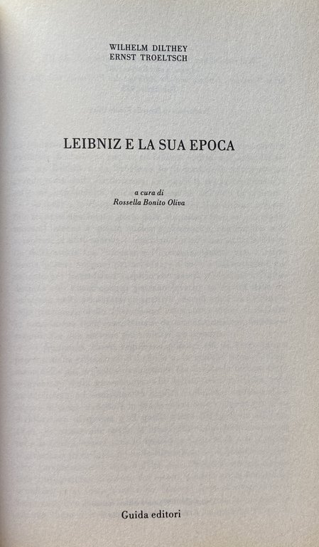 LEIBNIZ E LA SUA EPOCA