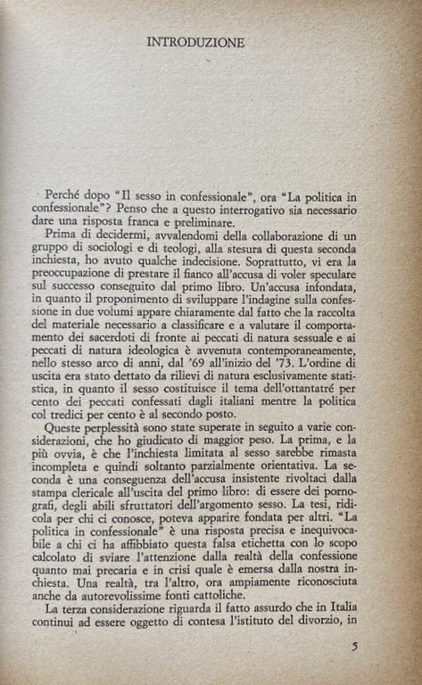 LA POLITICA IN CONFESSIONALE. I COMPORTAMENTI POLITICI, LA LIBERTÀ IDEOLOGICA, …