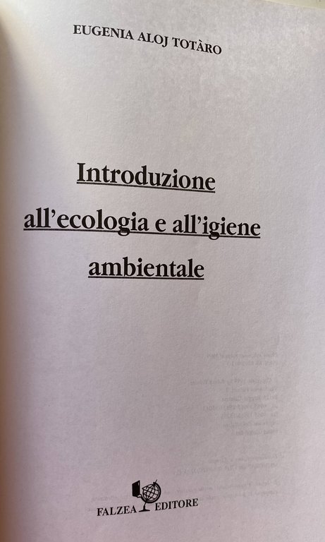 INTRODUZIONE ALL'ECOLOGIA E ALL'IGIENE AMBIENTALE