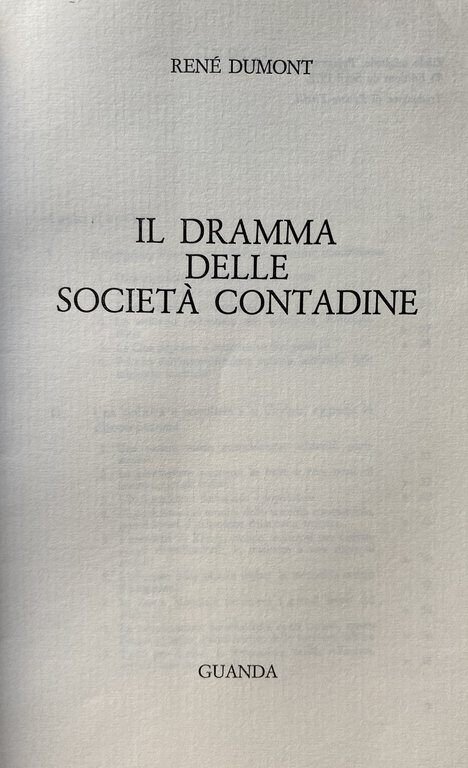 IL DRAMMA NELLE SOCIETÀ CONTADINE