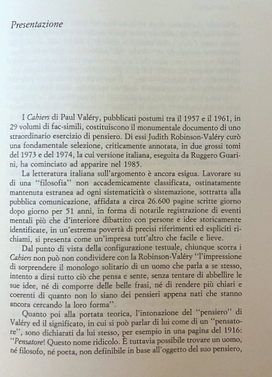 L'INQUIETO SENSO DEL POSSIBILE. SAGGIO SUI CAHIERS DI PAUL VALÉRY