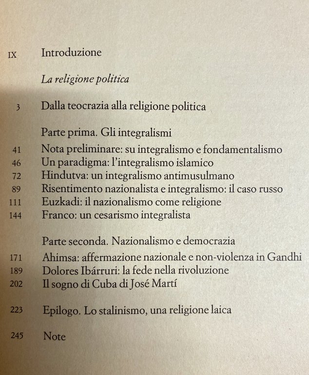 LA RELIGIONE POLITICA. I FONDAMENTALISMI