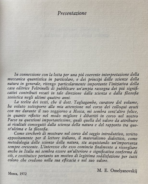 L'INTERPRETAZIONE MATERIALISTICA DELLA MECCANICA QUANTISTICA. FISICA E FILOSOFIA IN URSS.