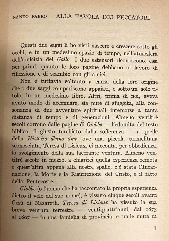 ALLA TAVOLA DEI PECCATORI: TRA GIOBBE E SANTA TERESA DI …