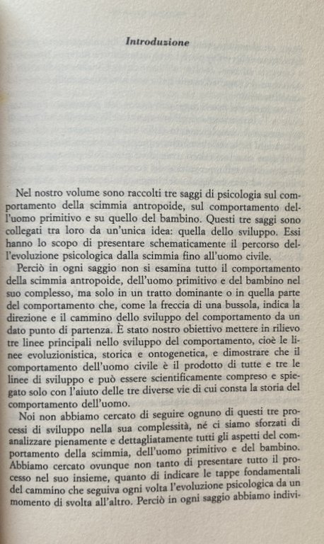 LA SCIMMIA, L'UOMO PRIMITIVO, IL BAMBINO. STUDI SULLA STORIA DEL …