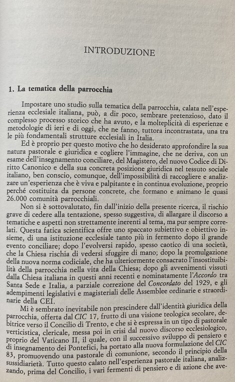 LA PARROCCHIA FRA PASTORALE E DIRITTO IN ITALIA: SUA IDENTITÀ …