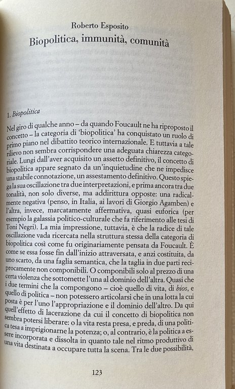 POLITICA DELLA VITA SOVRANITÀ, BIOPOTERE, DIRITTI