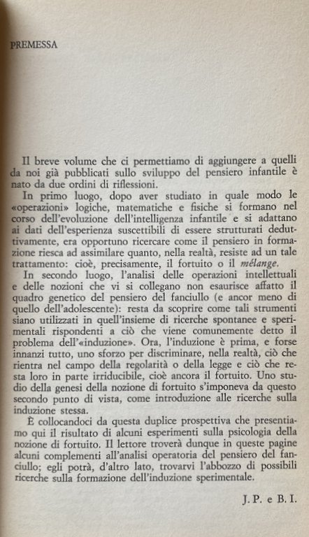 LA GENESI DELL'IDEA DI FORTUITO NEL BAMBINO