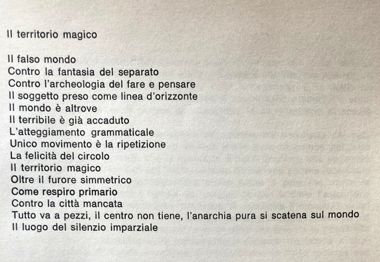 IL TERRITORIO MAGICO. COMPORTAMENTI ALTERNATIVI DELL'ARTE