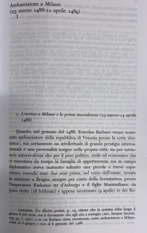 IL DIPLOMATICO E IL TRATTATISTA. ERMOLAO BARBARO AMBASCIATORE DELLA SERENISSIMA