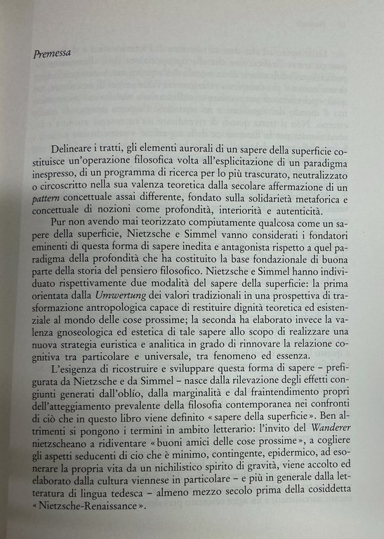 IL SAPERE DELLA SUPERFICIE DA NIETZSCHE A SIMMEL