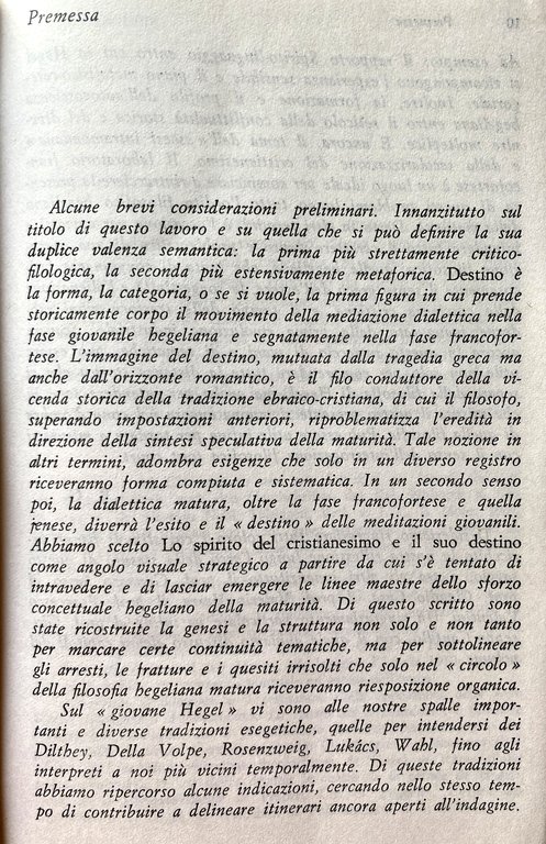 DIALETTICA COME DESTINO. HEGEL E LO SPIRITO DEL CRISTIANESIMO