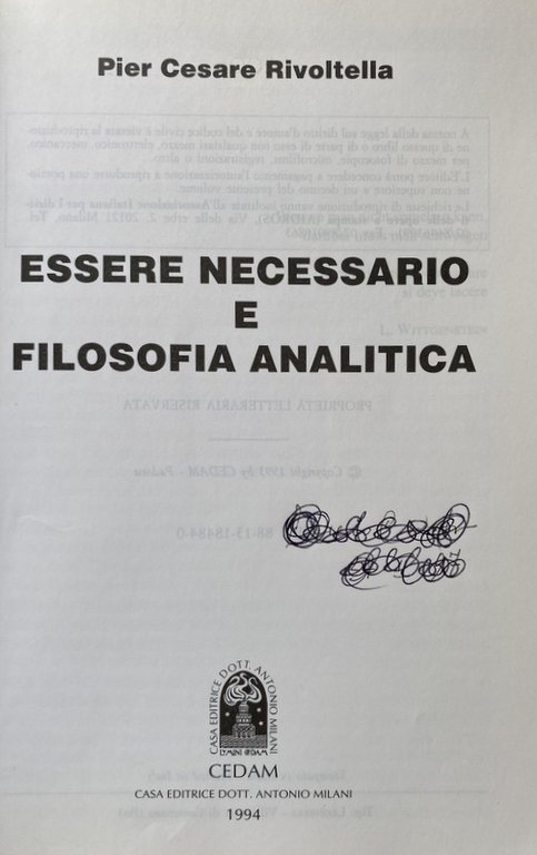 ESSERE NECESSARIO E FILOSOFIA ANALITICA