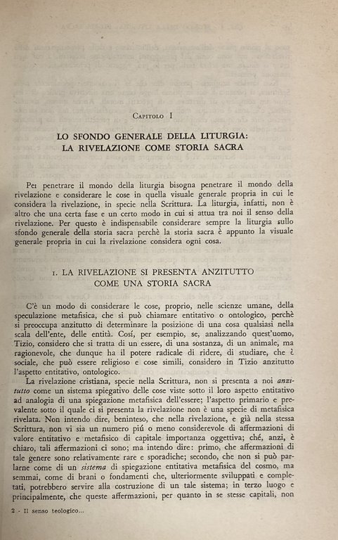 IL SENSO TEOLOGICO DELLA LITURGIA. SAGGIO DI LITURGIA TEOLOGICA GENERALE